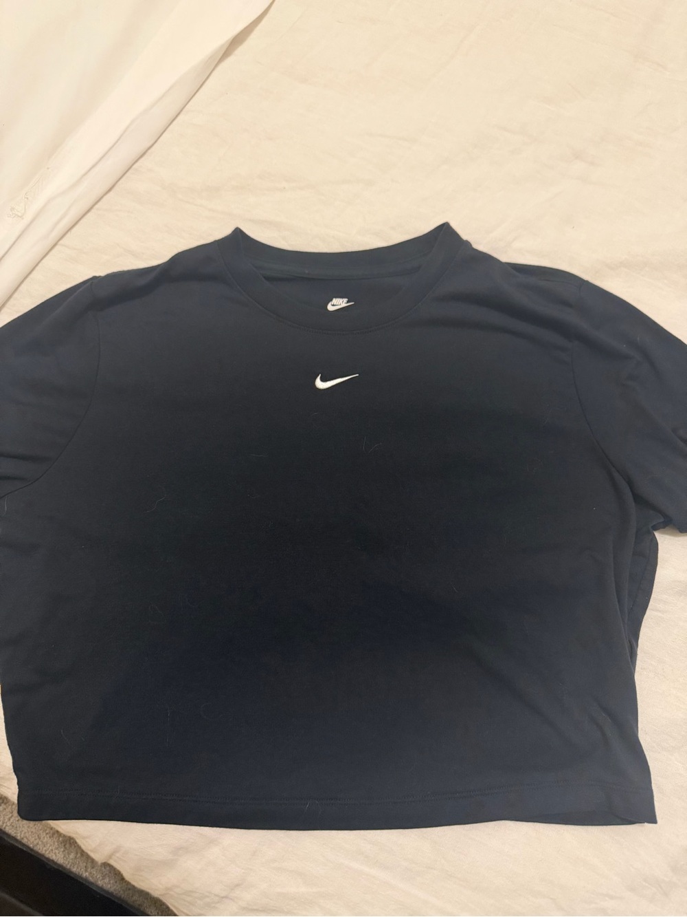 Nike Women's Navy Cropped Crewneck with White Swoosh